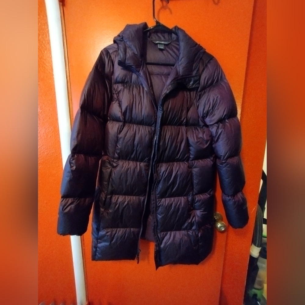 Purple Eddie Bauer puffy jacket